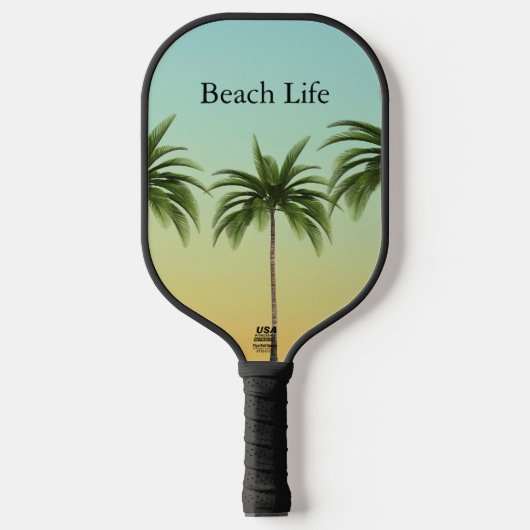 Raquette De Pickleball Palmiers en rang, vie sur la plage (Recto)