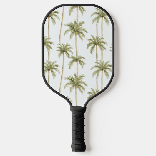 Raquette De Pickleball Palmiers verts blancs tropicaux (Recto)