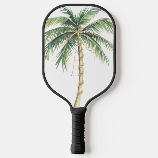Raquette De Pickleball Palmiers verts blancs tropicaux (Verso)