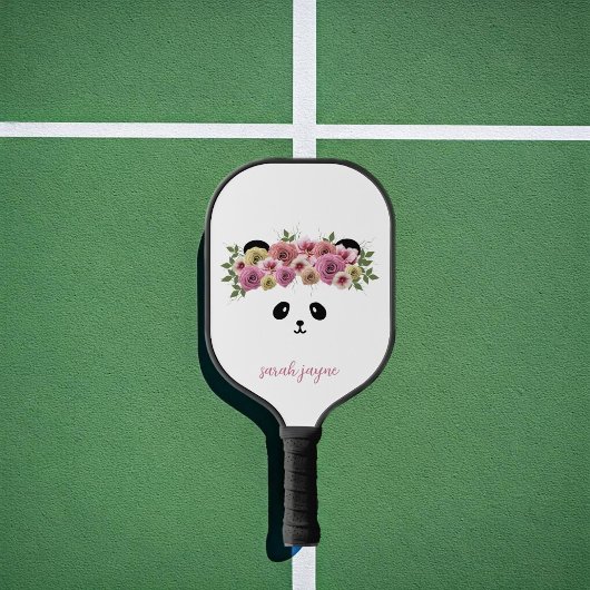 Raquette De Pickleball Panda Bear Face Nom de la fille Blanc