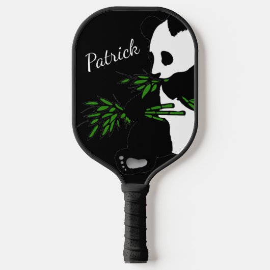 Raquette De Pickleball Panda géant Mange Bambou Nom Noir (Recto)