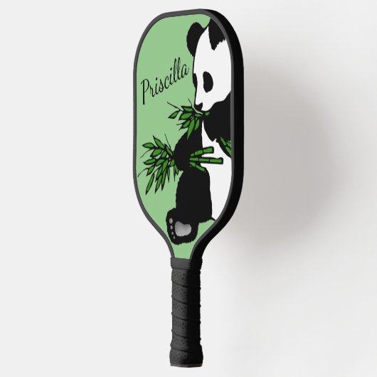 Raquette De Pickleball Panda Géant Mange Bambou Nom Vert (Gauche)