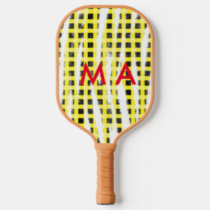 Raquette De Pickleball Panneau de contrôle Jaune Noir ajouter nom nom mon