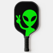 Raquette De Pickleball Panneau de paix Alien vert noir et citron vert (Recto)