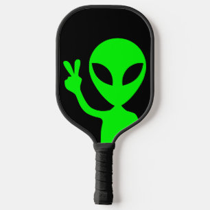 Raquette De Pickleball Panneau de paix Alien vert noir et citron vert