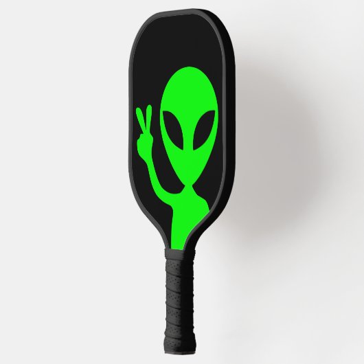 Raquette De Pickleball Panneau de paix Alien vert noir et citron vert (Gauche)