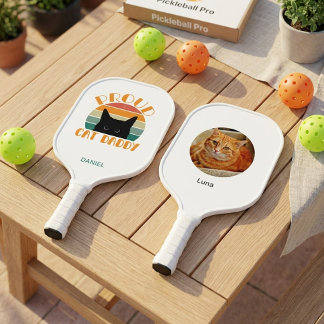 Raquette De Pickleball Papa Chat Fier Rétro Photo de Compagnon Personnali