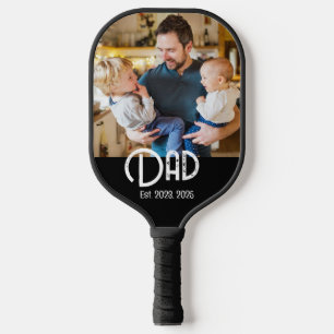 Raquette De Pickleball Papa Établit Photo Écriture Black Grunge