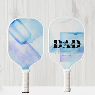 Raquette De Pickleball Papa, Je T'Aime Design Aquarelle Bleue
