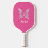 Raquette De Pickleball Papillon Diamant Blanc, Nom du script, Rose (Recto)