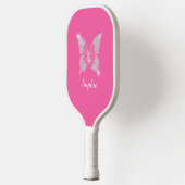 Raquette De Pickleball Papillon Diamant Blanc, Nom du script, Rose (Gauche)