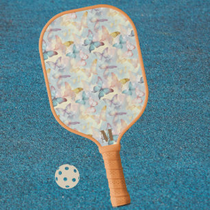Raquette De Pickleball Papillon holographique coloré Monogramme moderne