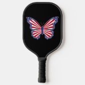 Raquette De Pickleball Papillon Patriotique Rouge Blanc Et Bleu (Verso)