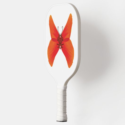 Raquette De Pickleball Papillon rouge orange avec votre nom (Gauche)