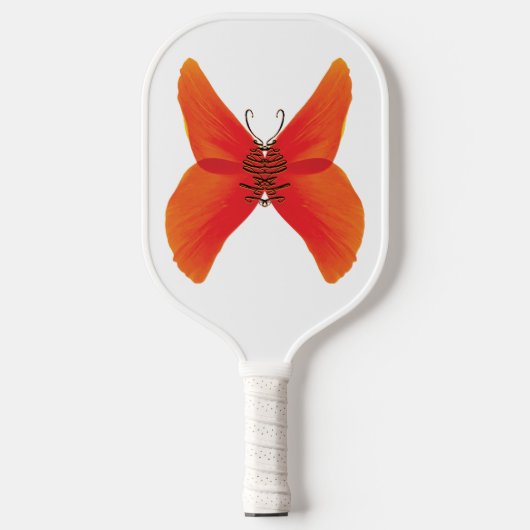 Raquette De Pickleball Papillon rouge orange avec votre nom (Recto)