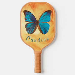 Raquette De Pickleball Papillon Tropical bleu et turquoise couleur Gem