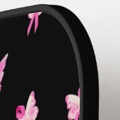 Raquette De Pickleball Papillons de sensibilisation au cancer du sein ros (Détail gauche)