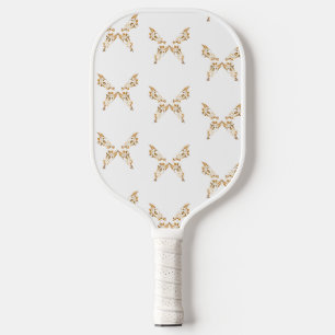 Raquette De Pickleball Papillons floraux brun sur blanc