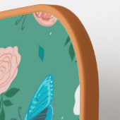 Raquette De Pickleball Papillons mignons et Rose Monogramme (Détail gauche)