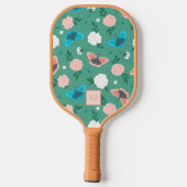 Raquette De Pickleball Papillons mignons et Rose Monogramme (Verso)