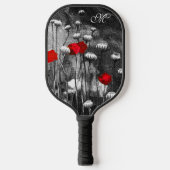Raquette De Pickleball Papillons noirs blancs Fleurs rouges Fleurs noires (Recto)