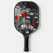 Raquette De Pickleball Papillons noirs blancs Fleurs rouges Fleurs noires (Verso)
