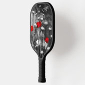 Raquette De Pickleball Papillons noirs blancs Fleurs rouges Fleurs noires (Gauche)
