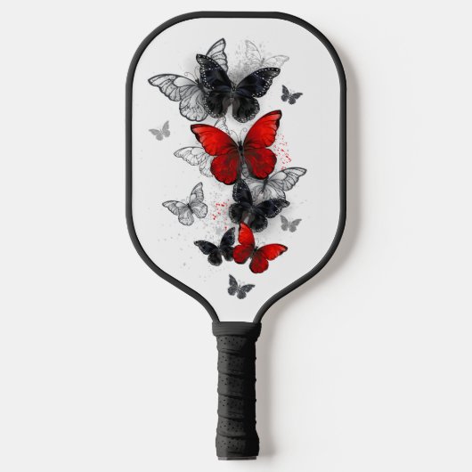 Raquette De Pickleball Papillons noirs et rouges volants (Recto)
