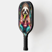 Raquette De Pickleball paresseux mange un cornichon dessin animé mignon (Gauche)