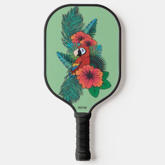 Raquette De Pickleball Parrot tropical monographique personnalisé (Recto)