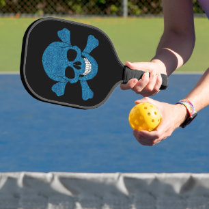 Raquette De Pickleball Parties scintillant Bleue Crâne Et Traverses