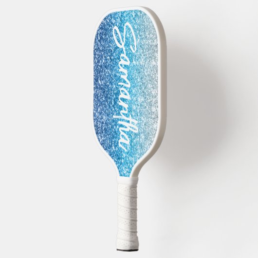Raquette De Pickleball Parties scintillant bleue Silver Azure de luxe (Gauche)