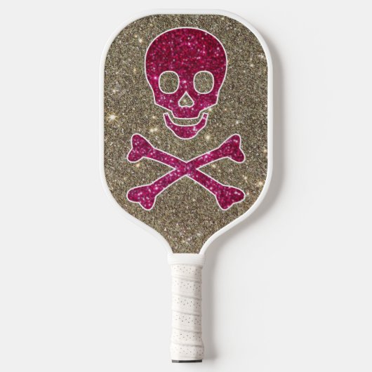 Raquette De Pickleball Parties scintillant crâne rose et argent Cool asse (Recto)