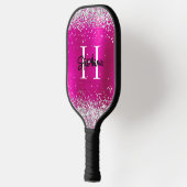 Raquette De Pickleball Parties scintillant d'argent à huile rose chaud Mo (Gauche)