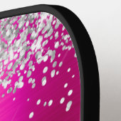 Raquette De Pickleball Parties scintillant d'argent à huile rose chaud Mo (Détail gauche)