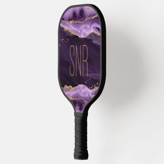 Raquette De Pickleball Parties scintillant Gold de la Géode Agate Violet (Gauche)