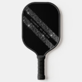 Raquette De Pickleball Parties scintillant Monochrome Noir et Gris Stripe (Recto)