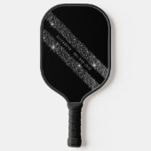 Raquette De Pickleball Parties scintillant Monochrome Noir et Gris Stripe (Verso)