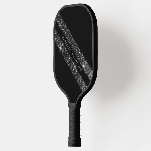 Raquette De Pickleball Parties scintillant Monochrome Noir et Gris Stripe (Gauche)