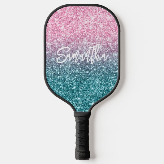 Raquette De Pickleball Parties scintillant Ombre Turquoise rose clair bri (Recto)