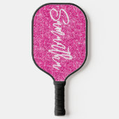 Raquette De Pickleball Parties scintillant rose chaud de luxe Script (Recto)