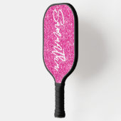 Raquette De Pickleball Parties scintillant rose chaud de luxe Script (Gauche)