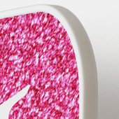 Raquette De Pickleball Parties scintillant rose chaud tendance Monogramme (Détail gauche)