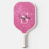 Raquette De Pickleball Parties scintillant rose moderne Monogramme Nom pe (Verso)