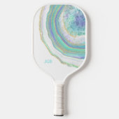 Raquette De Pickleball Pastel Aqua et Agate violet avec Monogramme (Verso)