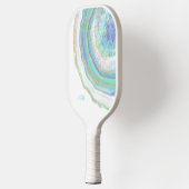 Raquette De Pickleball Pastel Aqua et Agate violet avec Monogramme (Gauche)