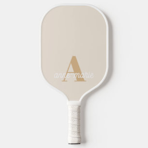 Raquette De Pickleball Pastel féminin moderne Monogramme Script Nom perso