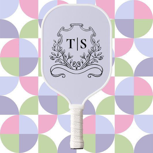 Raquette De Pickleball Pastel Lavender Lilac Monogram Initial Classic