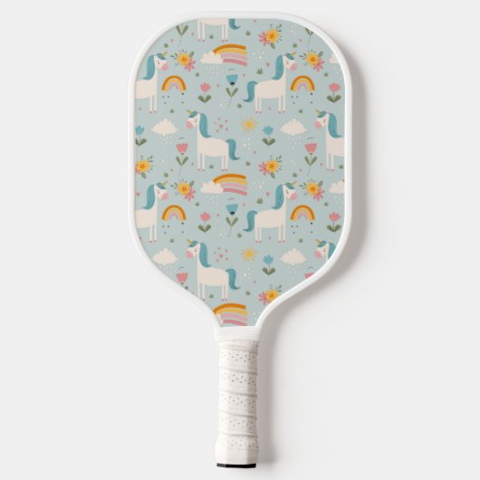 Raquette De Pickleball Pastel mignon Rainbow Unicorn Motif (Verso)