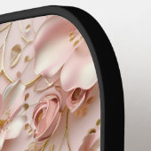 Raquette De Pickleball Pastel rose doux Floral Personnalisé Nom du monogr (Détail gauche)